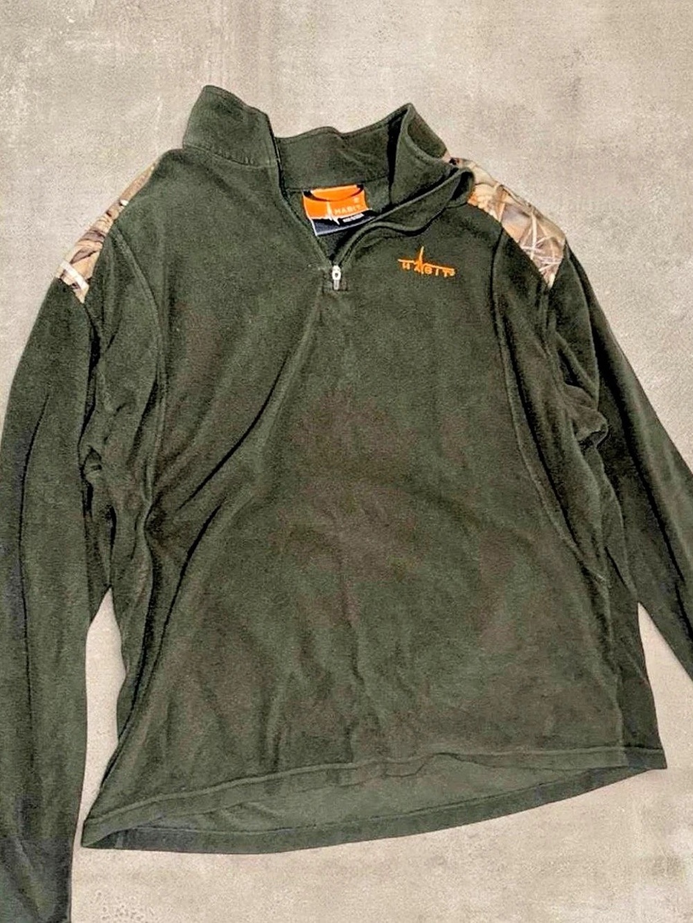 Habit Camo Quarter-Zip Pullover Green & Brown Large